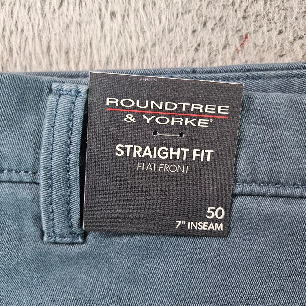 Roundtree & Yorke Mens 50x7 The Cloud Short Straight Fit Flat Frnt Blue Gray NEW